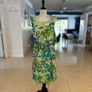 Studio Green and Yellow Sundress Scoop Neck Midi